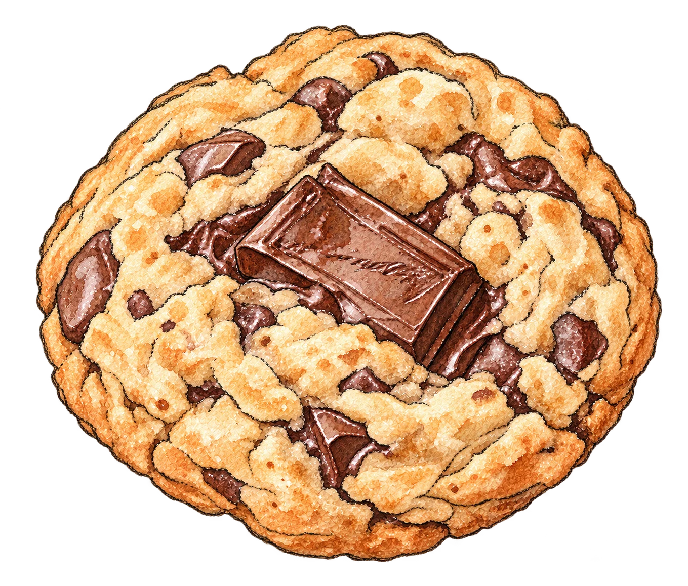 Illustrated chocolate chunk cookie